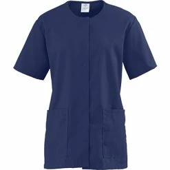 Medline Staff Apparel ComfortEase™ Ladies Two-pocket Snap-front Scrub Tunic, Midnight Blue, Medium