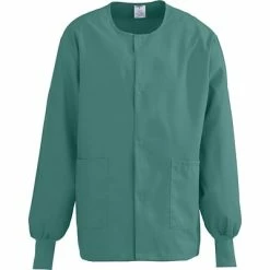 ComfortEase™ Unisex Two-pockets Warm-up Scrub Jackets, Evergreen, XS
