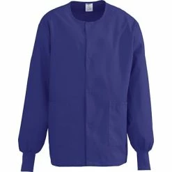 Medline ComfortEase™ Unisex Two-pockets Warm-up Scrub Jackets, Rich Purple, XS