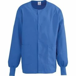 Medline ComfortEase™ Unisex Two-pockets Warm-up Scrub Jackets, Royal Blue, Small