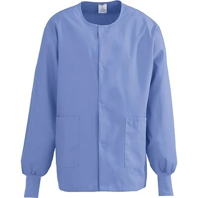 ComfortEase™ Unisex Two-pockets Warm-up Scrub Jackets, Ceil Blue, XS 1 ComfortEase™ Unisex Two-pockets Warm-up Scrub Jackets, Ceil Blue, XS