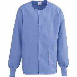 Medline ComfortEase™ Unisex Two-pockets Warm-up Scrub Jackets, Ceil Blue, XL