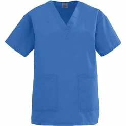 Angelstat® Ladies Two-pockets V-neck Scrub Tops, Sapphire, XL