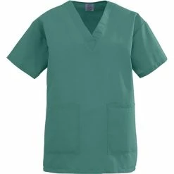 Medline Angelstat® Ladies Two-pockets V-neck Scrub Tops, Emerald, Large