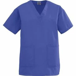 Medline Angelstat® Ladies Two-pockets V-neck Scrub Tops, Regal Purple, XS