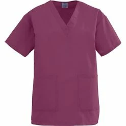 Angelstat® Ladies Two-pockets V-neck Scrub Tops Medline AngelStat Ladies Two-pockets V-neck Scrub Tops, Raspberry, Medium