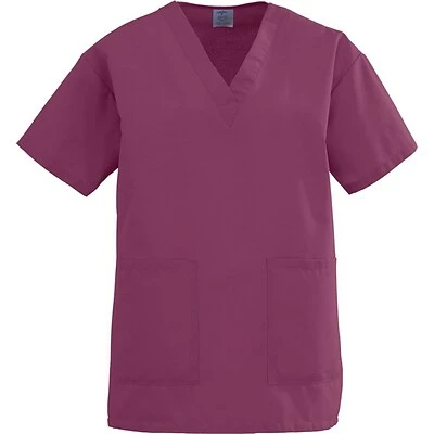 Medline Angelstat® Ladies Two-pockets V-neck Scrub Tops, Raspberry, XS 1 Medline Angelstat® Ladies Two-pockets V-neck Scrub Tops, Raspberry, XS