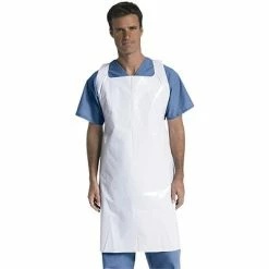 Medline Protective Polyethylene Disposable Aprons, White, 250/Pack