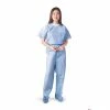 Medline Unisex One-pocket Disposable Round-neck Scrub Tops, Blue, Small, 30/Pack