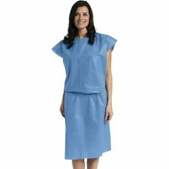 Medline Disposable Exam Shorts Medline Short Sleeve Multi Layer Patient Gowns, Blue, XL, 50/Pack