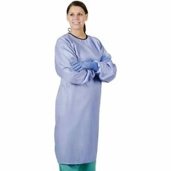 Medline ASEP® Blockade® Unisex Antistatic Barrier Backless Gowns, Ceil Blue, 2XL, Tie Neck And Back, Each