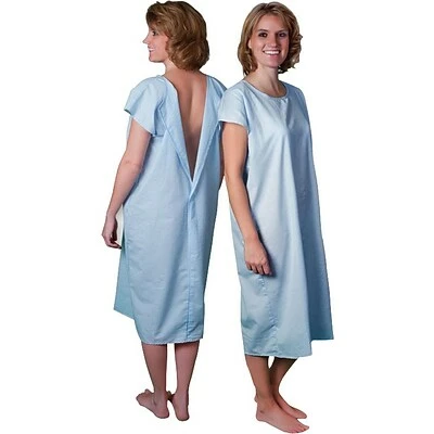 Patient Apparel Core Products® Cloth Patient Gowns; Large, Blue 2 Patient Apparel Core Products® Cloth Patient Gowns; Large, Blue - Image 2