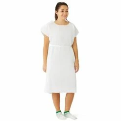 Patient Apparel Medline Deluxe Patient Gowns, White, Regular/Large, 50/Pack